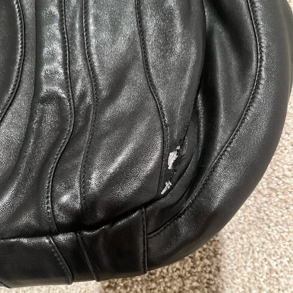 Prada Waves Black Leather Hobo Shoulder Bag
